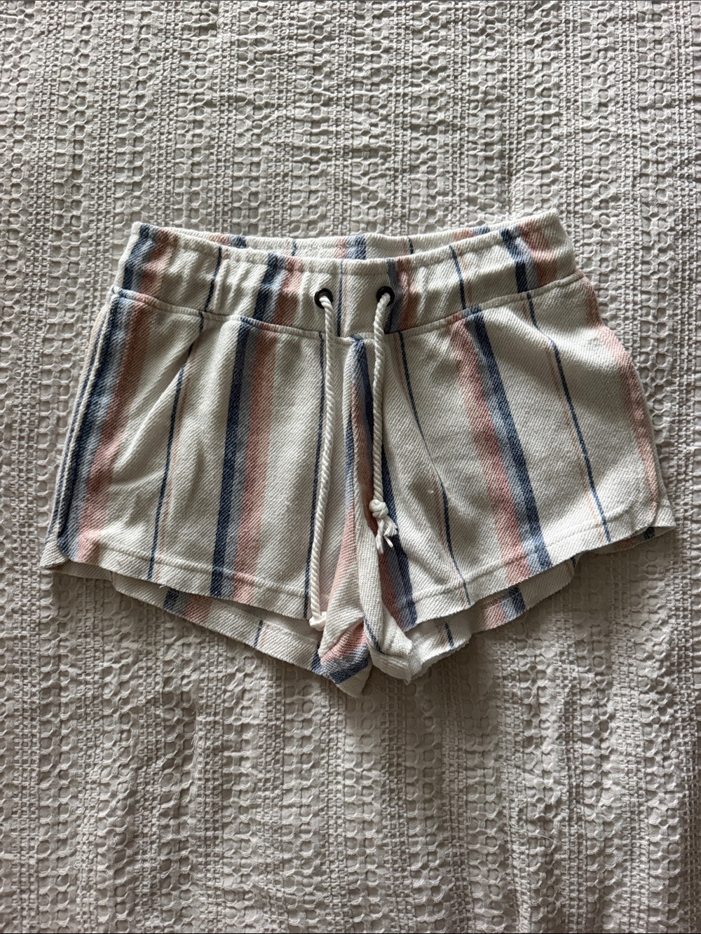 Ocean Drive Striped Drawstring Women’s Shorts - Cream, Blue & Coral